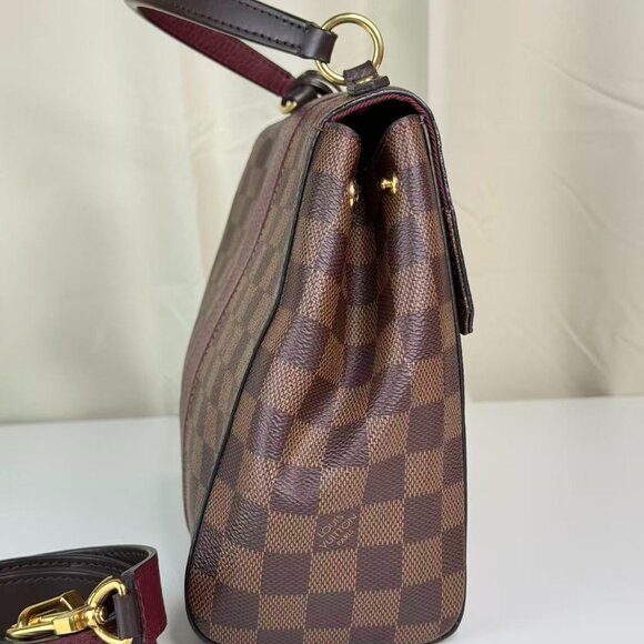 Louis Vuitton Damier Ebene Shoulder Bag with Purple Accents and Adjustable Strap - Picture 4 of 10